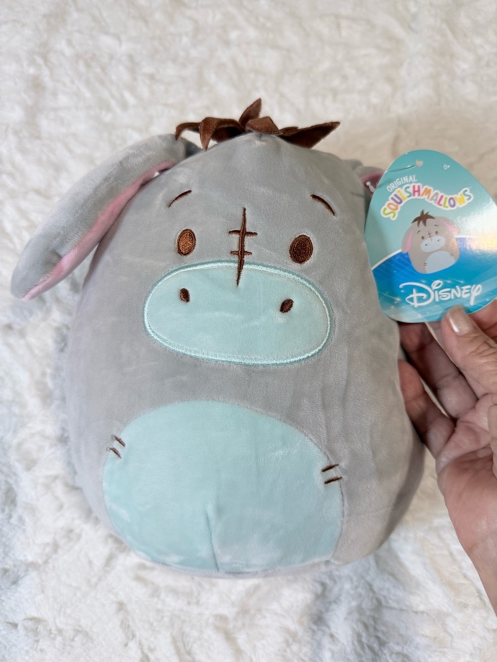 Disney Eeyore Squishmallows Plush - Gray with Light Blue and Pink Accents